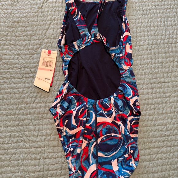 Womens Speedo Navy/Red/White One Piece NWT Size 36 - Picture 2 of 3